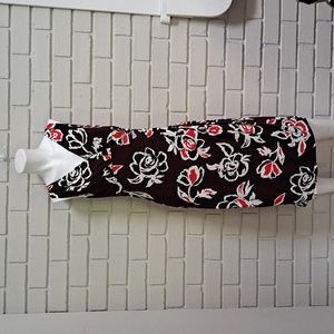 American Living Brown Floral Ruched Sleeveless Lined Dress. Size 12